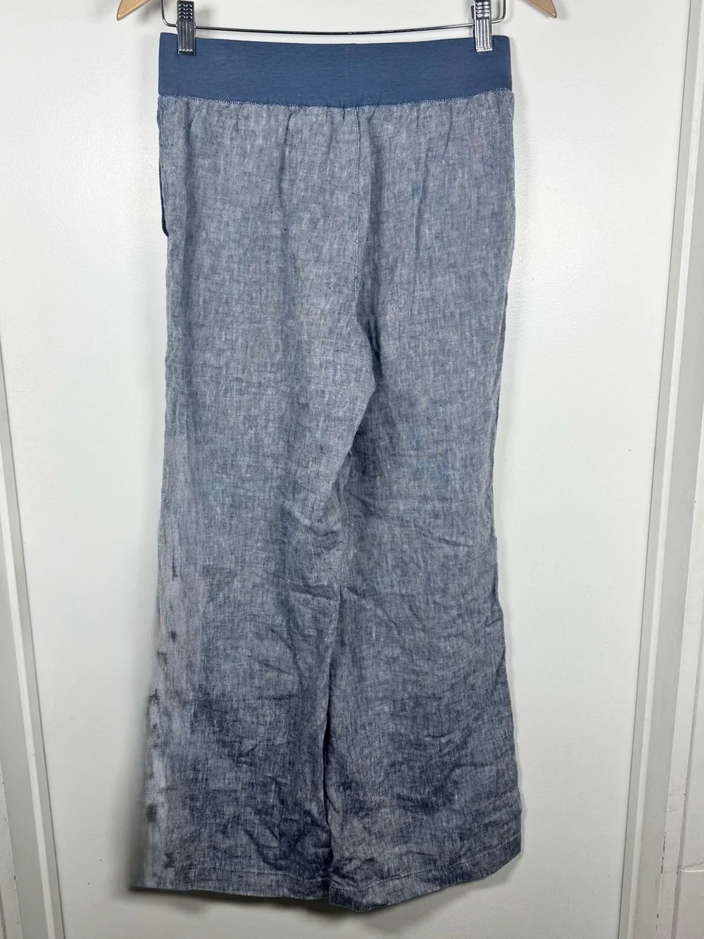 Lands End Linen Wide Leg Pull On Pants Women’s 4 P Pockets Summer Nautical EUC